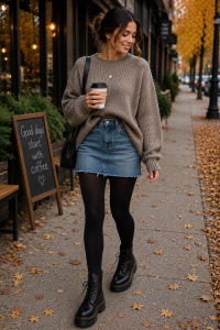 21 Skirt and Leggings Combinations for Cute & Cozy Outfits