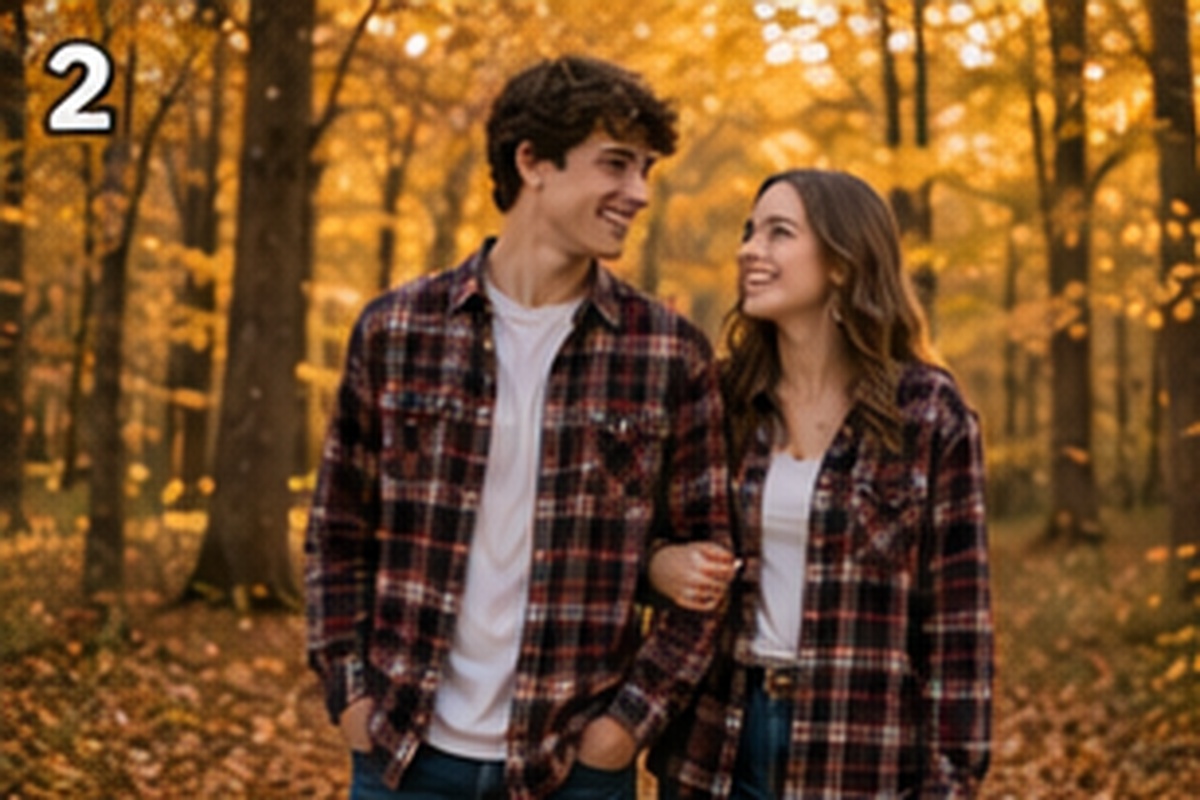 Senior picture idea 2 - flannel in the autumn forest